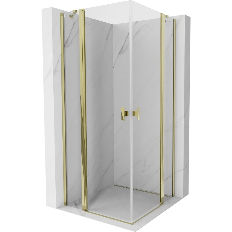Mexen Mist Duo Duschkabine schwenkbar 100 x 100 cm, transparent, gold - 8A4-100-100-50-00