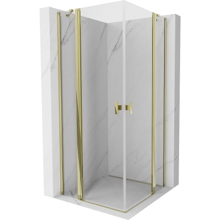 Mexen Mist Duo Duschkabine schwenkbar 100 x 100 cm, transparent, gold - 8A4-100-100-50-00