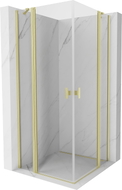 Mexen Mist Duo Duschkabine, schwenkbar 70 x 70 cm, transparent, gebürstetes Gold - 8A4-070-070-55-00