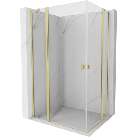 Mexen Mist Duo Duschkabine schwenkbar 100 x 70 cm, transparent, gebürstetes Gold - 8A4-100-070-55-00