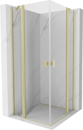 Mexen Mist Duo Pendeltür-Duschkabine 75 x 75 cm, transparent, gebürstetes Gold - 8A4-075-075-55-00