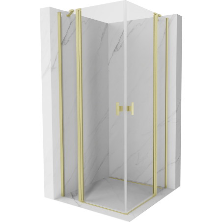 Mexen Mist Duo Duschkabine Schwingtür 85 x 85 cm, transparent, gebürstetes Gold - 8A4-085-085-55-00