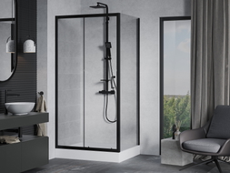 Mexen Apia Duschkabine Schiebetür 120 x 80 cm, transparent, schwarz + Duschwanne Rio - 840-120-080-70-00-4510