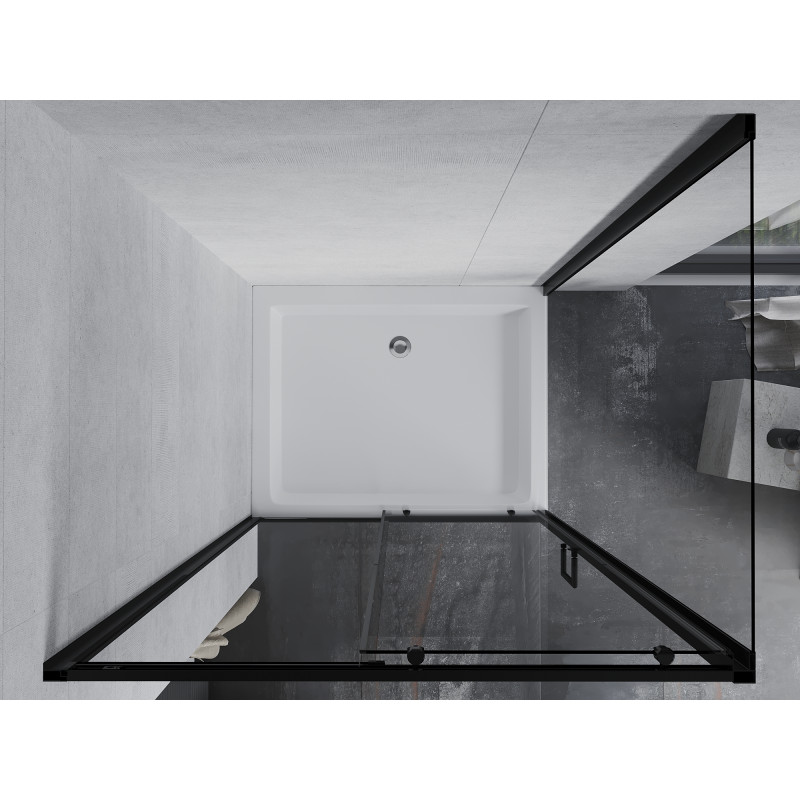 Mexen Apia schiebbare Duschkabine 120 x 80 cm, transparent, schwarz + Duschwanne Rio - 840-120-080-70-00-4510