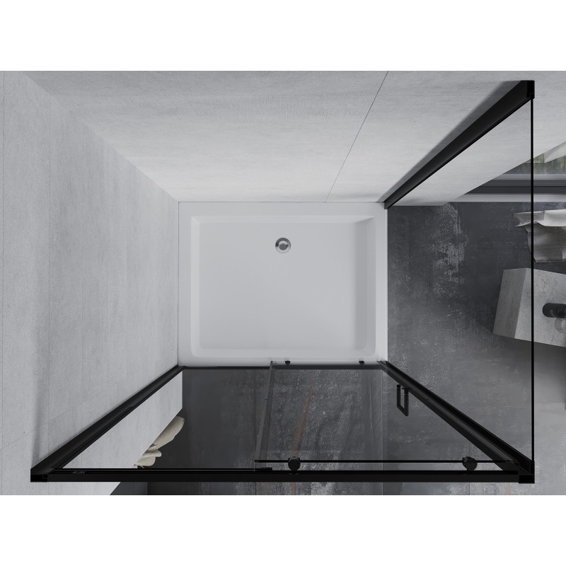 Mexen Apia Schiebeduschkabine 120 x 80 cm, transparent, schwarz + Rio Duschwanne - 840-120-080-70-00-4510