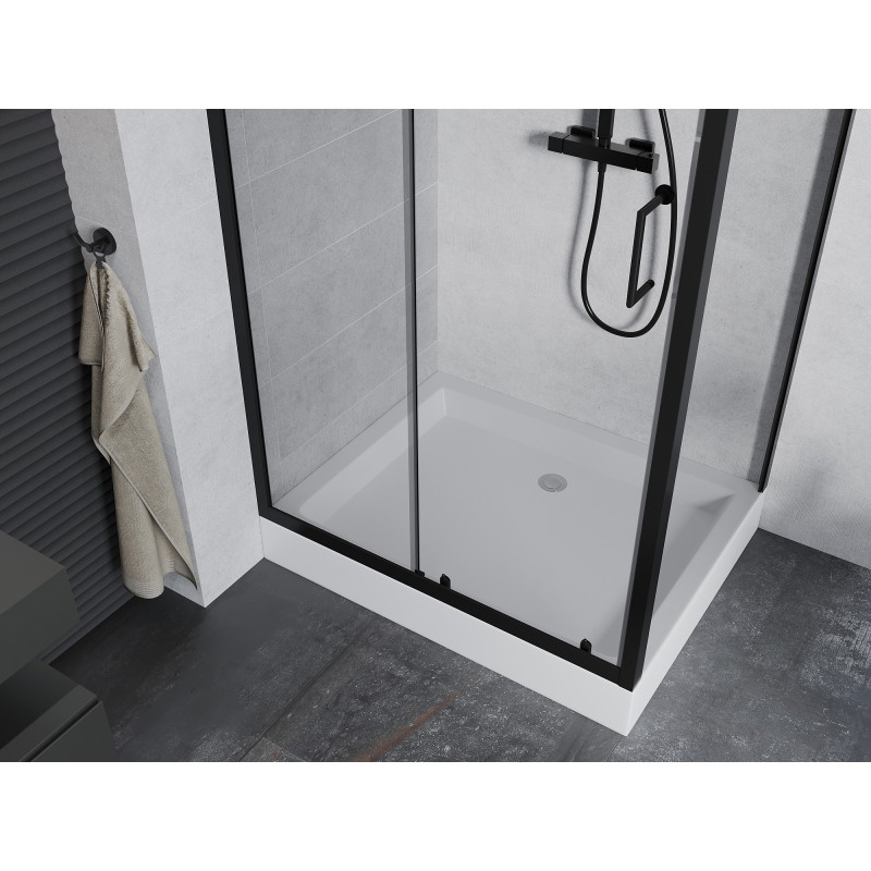 Mexen Apia schiebbare Duschkabine 120 x 90 cm, transparent, schwarz + Duschwanne Rio - 840-120-090-70-00-4510
