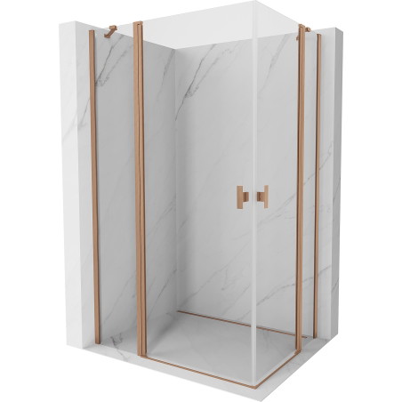 Mexen Mist Duo Duschkabine schwenkbar 95 x 75 cm, transparent, gebürstetes Kupfer - 8A4-095-075-65-00