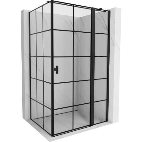 Mexen Mist T Duschkabine schwenkbar rechts 100 x 70 cm, schwarzes Gitter, schwarz - 8A4T-100-070-70-77-P