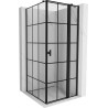 Mexen Mist T Duschkabine, schwenkbar, rechts 75 x 75 cm, schwarzes Gitter, schwarz - 8A4T-075-075-70-77-P