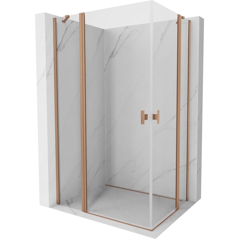 Mexen Mist Duo Duschkabine Schwenktür 105 x 100 cm, transparent, gebürstetes Kupfer - 8A4-105-100-65-00
