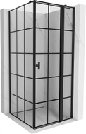 Mexen Mist T Duschkabine schwenkbar rechts 80 x 80 cm, schwarzes Gitter, schwarz - 8A4T-080-080-70-77-P