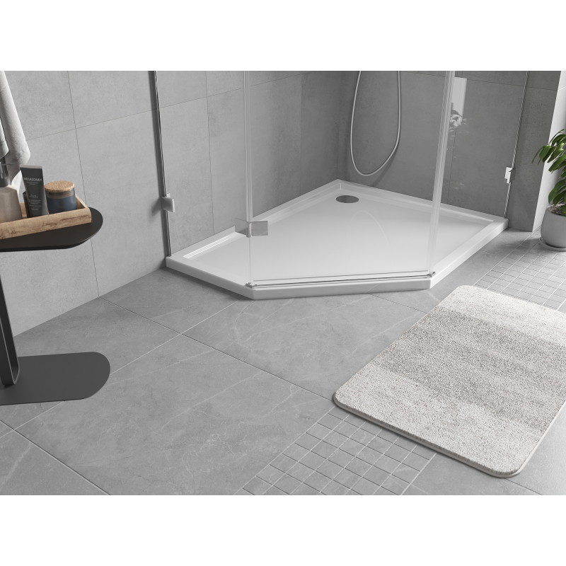 Mexen Flow Fünfeck-Duschwanne Slim rechts 90 x 80 cm, Weiß glänzend - 46P108090R