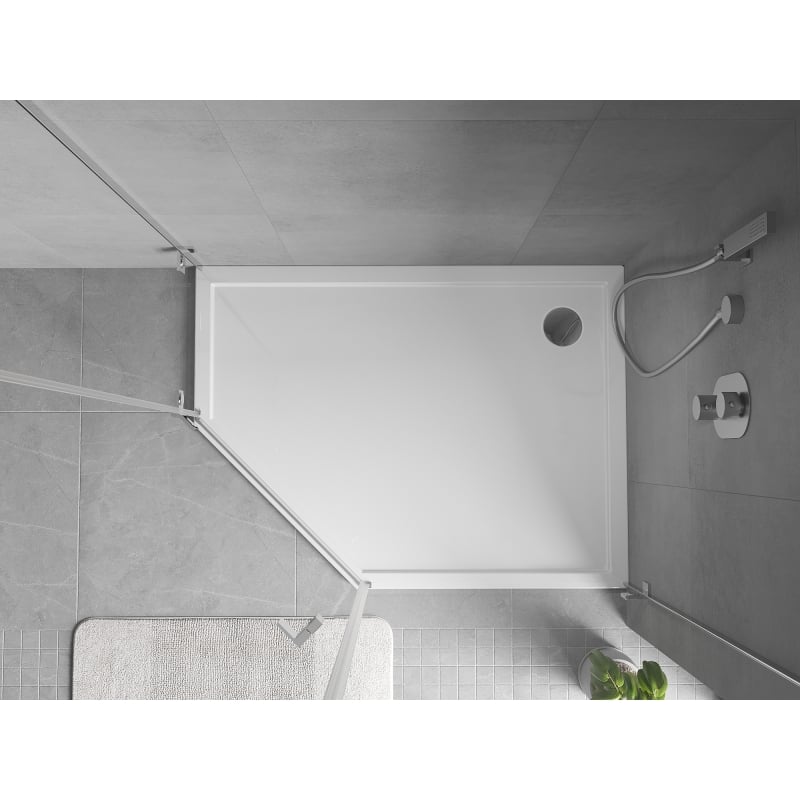 Mexen Flow Fünfeck-Duschwanne Slim rechts 90 x 80 cm, Weiß glänzend - 46P108090R