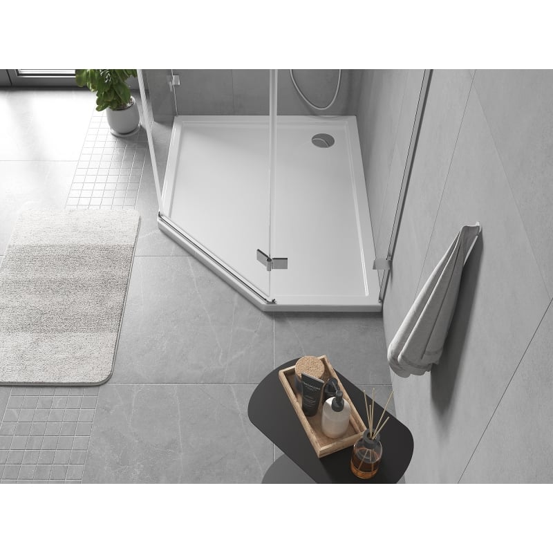 Mexen Flow Fünfeck-Duschwanne Slim Links 100 x 80 cm, Weiß Hochglanz - 46P108010L