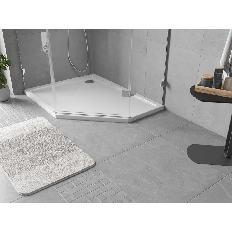 Mexen Flow Fünfeck-Duschwanne Slim Links 100 x 80 cm, Weiß Hochglanz - 46P108010L