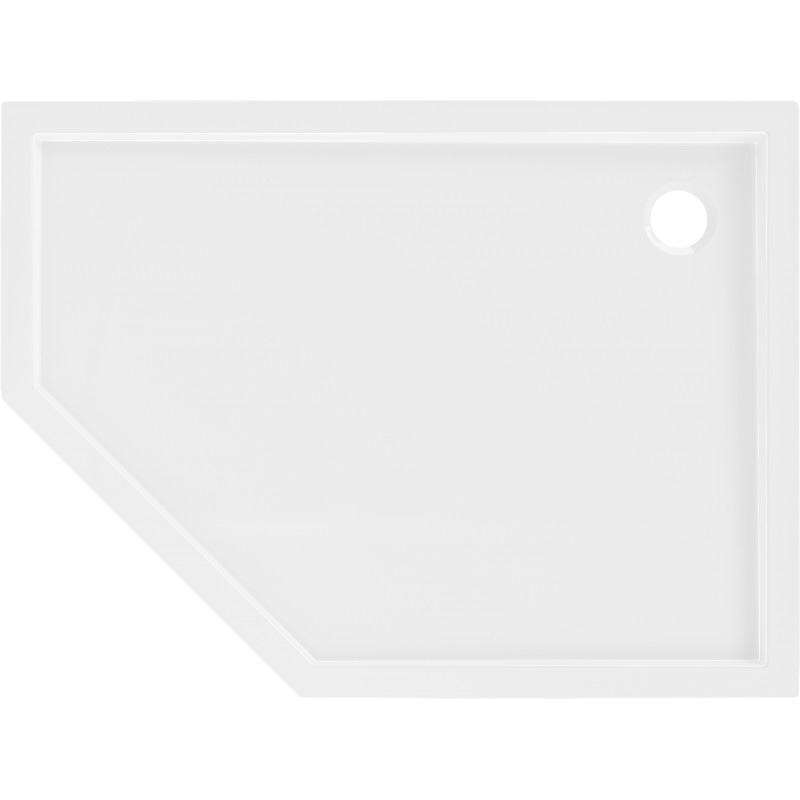 Mexen Flow Fünfeck-Duschwanne Slim Rechts 100 x 80 cm, Weiß Glanz - 46P108010R
