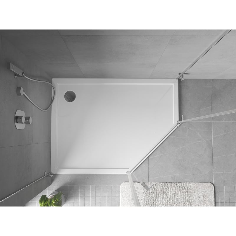 Mexen Flow Fünfeck-Duschwanne Slim Links 100 x 90 cm, Weiß Glanz - 46P109010L