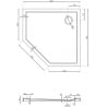 Mexen Flow Fünfeck-Duschtasse Slim 80 x 80 cm, Schwarz Matt - 46P708080