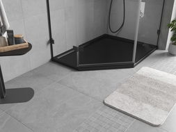 Mexen Flow Fünfeck-Duschwanne Slim rechts 90 x 80 cm, Schwarz matt - 46P708090R