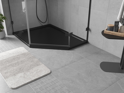 Mexen Flow Fünfeck-Duschtasse Slim links 100 x 80 cm, schwarz matt - 46P708010L