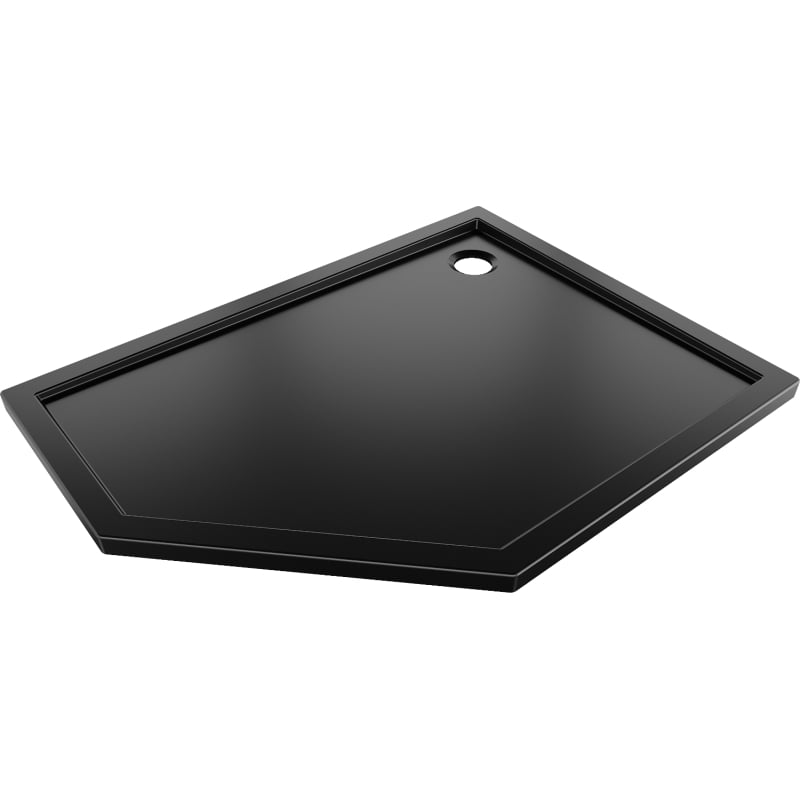 Mexen Flow fünfeckige Slim-Duschwanne rechts 100 x 80 cm, schwarz matt - 46P708010R
