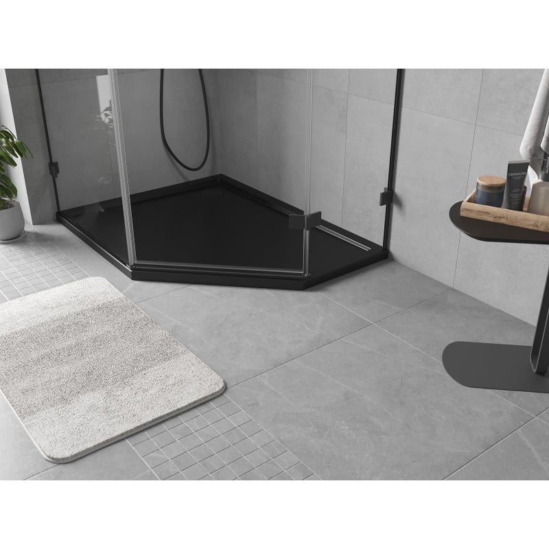 Mexen Flow Duschwanne Fünfeckig Slim Links 100 x 90 cm, Schwarz Matt - 46P709010L