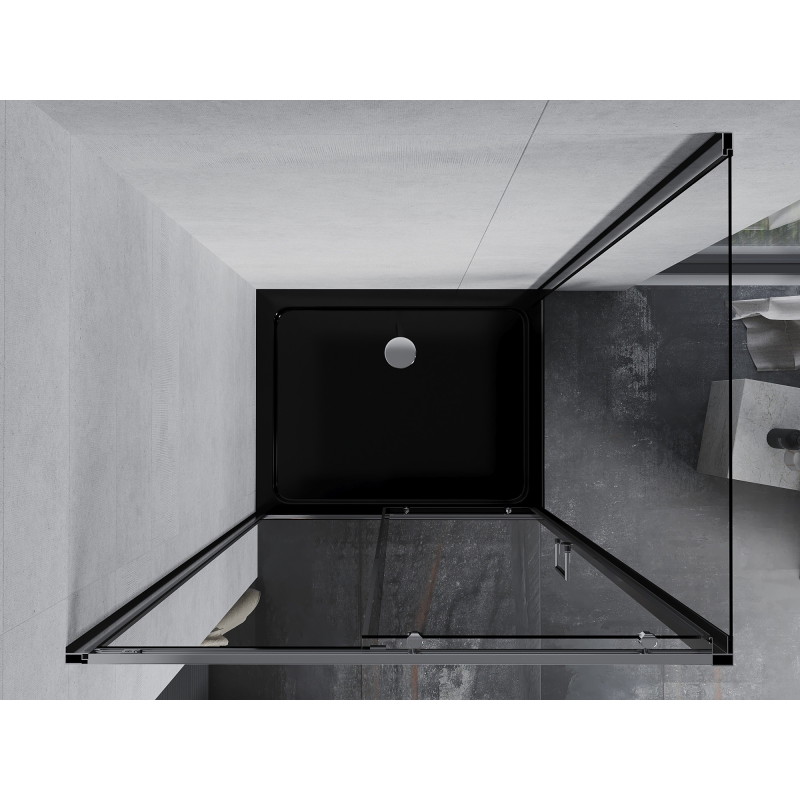Mexen Apia Schiebeduschkabine 120 x 100 cm, transparent, chrom + Flat-Duschwanne, schwarz - 840-120-100-01-00-4070