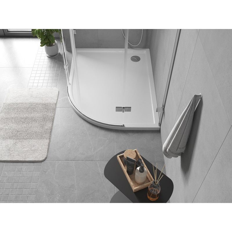 Mexen Flow Duschwanne halbrund asymmetrisch slim links 90 x 80 cm, weiß glänzend - 46Q108090L