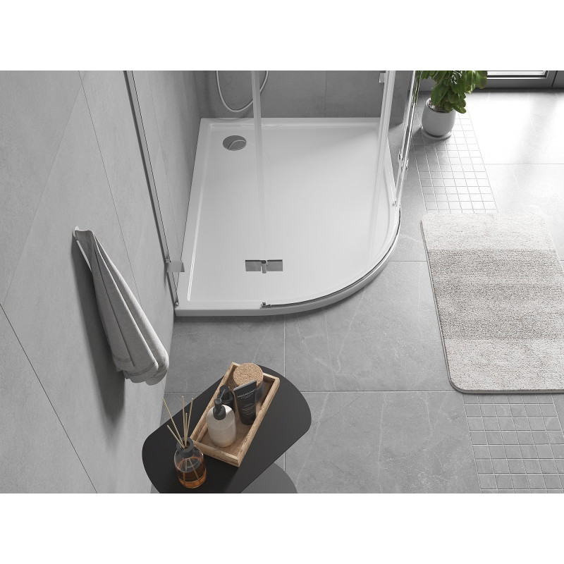 Mexen Flow Duschwanne Halbrund Asymmetrisch Slim Rechts 90 x 80 cm, Weiß Glanz - 46Q108090R