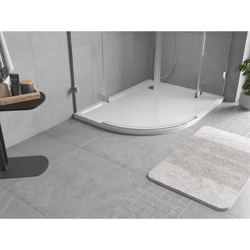 Mexen Flow Duschwanne Halbrund Asymmetrisch Slim Rechts 90 x 80 cm, Weiß Glanz - 46Q108090R