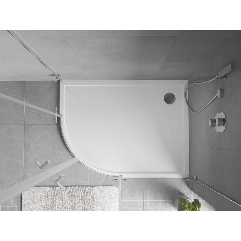 Mexen Flow Duschwanne Halbrund Asymmetrisch Slim Rechts 90 x 80 cm, Weiß Glanz - 46Q108090R