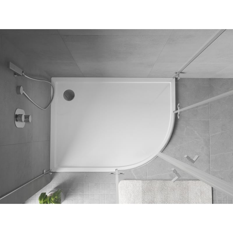 Mexen Flow asymmetrischer Halbkreis-Duschwanne Slim links 100 x 80 cm, weißer Glanz - 46Q108010L