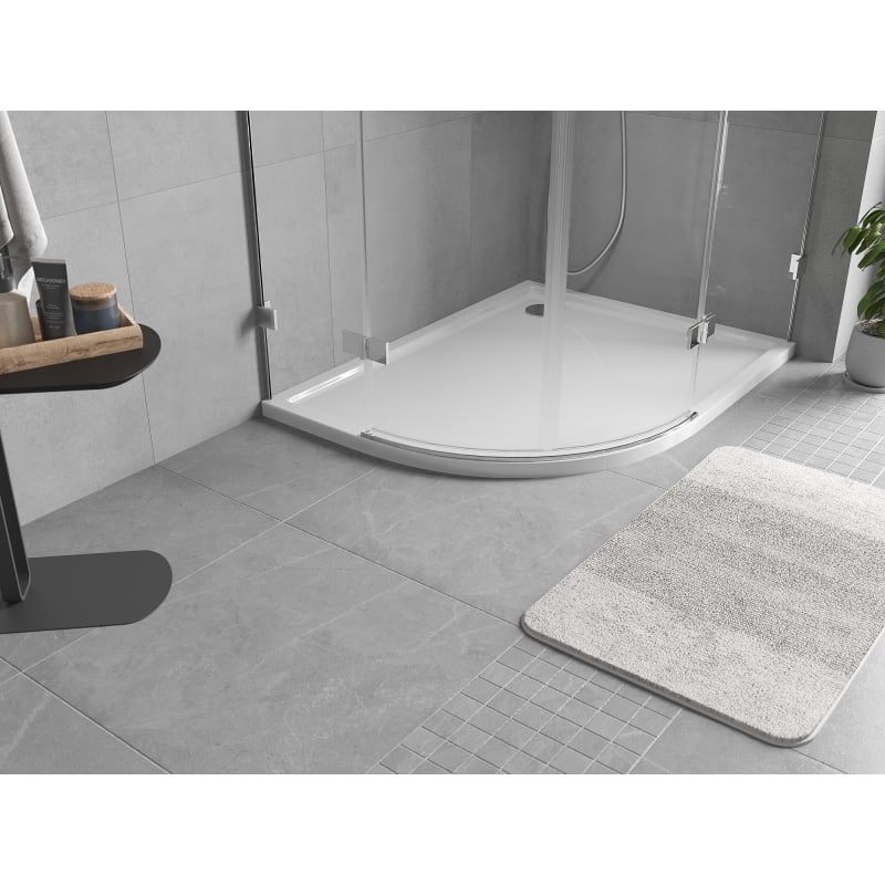 Mexen Flow asymmetrische Halbrundduschtasse Slim rechts 100 x 80 cm, weiß glänzend - 46Q108010R