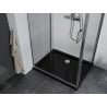 Mexen Apia Duschkabine schiebbar 130 x 80 cm, transparent, Chrom + Duschwanne Flat, schwarz - 840-130-080-01-00-4070
