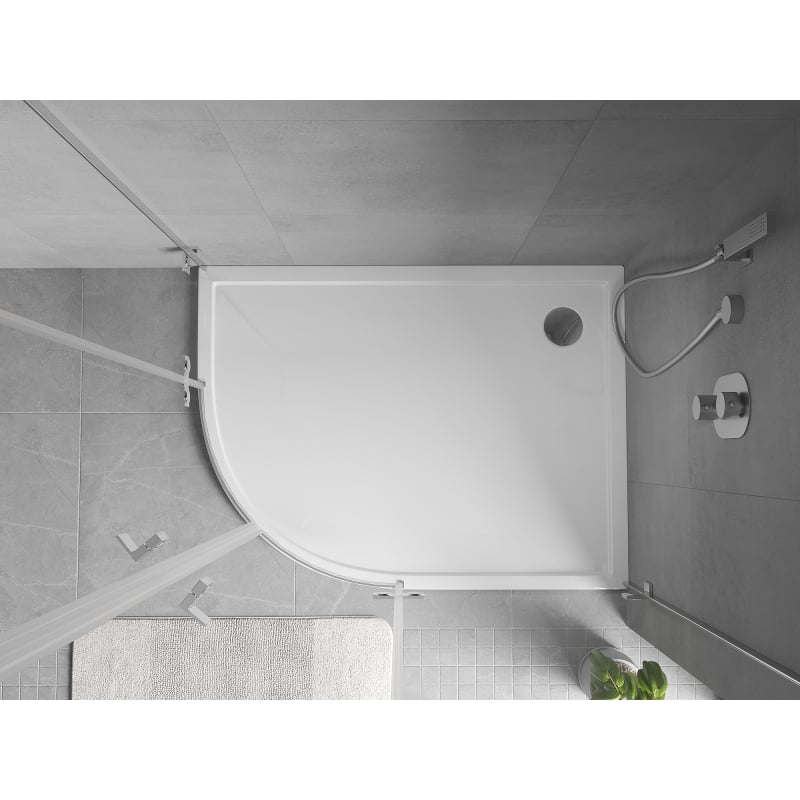 Mexen Flow Duschwanne Halbkreis asymmetrisch schlank rechts 100 x 90 cm, weiß glänzend - 46Q109010R
