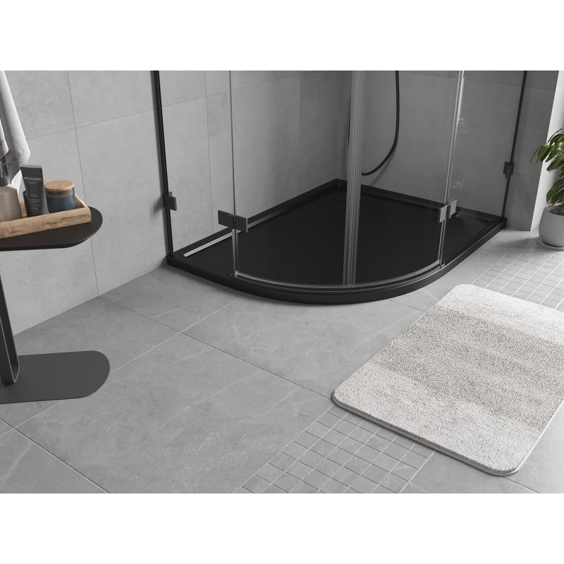 Mexen Flow Halbkreis Duschwanne asymmetrisch schlank rechts 90 x 80 cm, schwarz matt - 46Q708090R