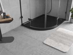Mexen Flow Halbkreis Duschwanne asymmetrisch schlank rechts 90 x 80 cm, schwarz matt - 46Q708090R