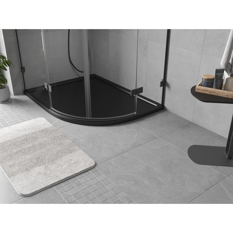 Mexen Flow Halbkreis-Duschwanne asymmetrisch Slim links 100 x 80 cm, schwarz matt - 46Q708010L