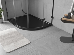 Mexen Flow Duschwanne halbkreisförmig asymmetrisch slim links 100 x 80 cm, schwarz matt - 46Q708010L