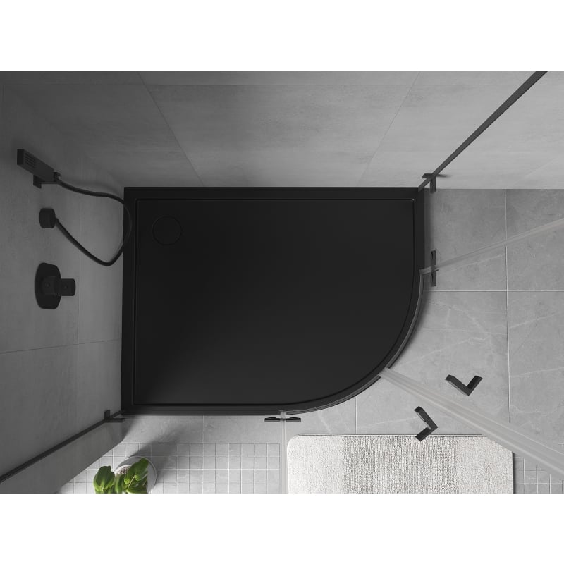 Mexen Flow Halbkreis-Duschwanne asymmetrisch Slim links 100 x 80 cm, schwarz matt - 46Q708010L