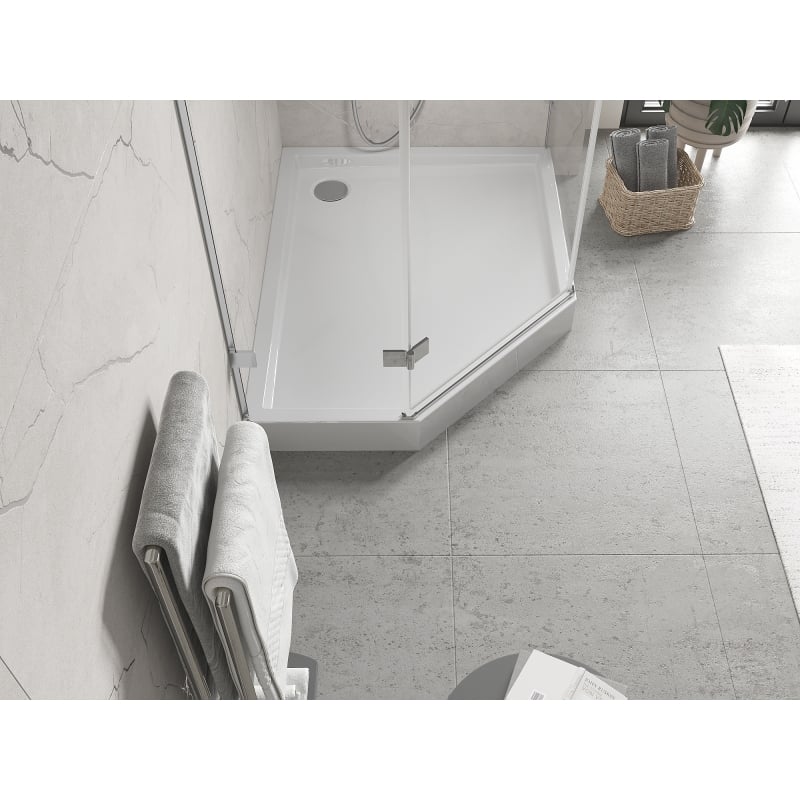 Mexen Flow+ Fünfeck-Duschwanne rechts 90 x 80 cm, weiß glänzend - 46P108090RH