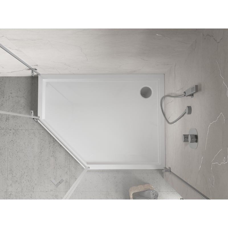 Mexen Flow+ Fünfeck-Duschwanne rechts 90 x 80 cm, weiß glänzend - 46P108090RH