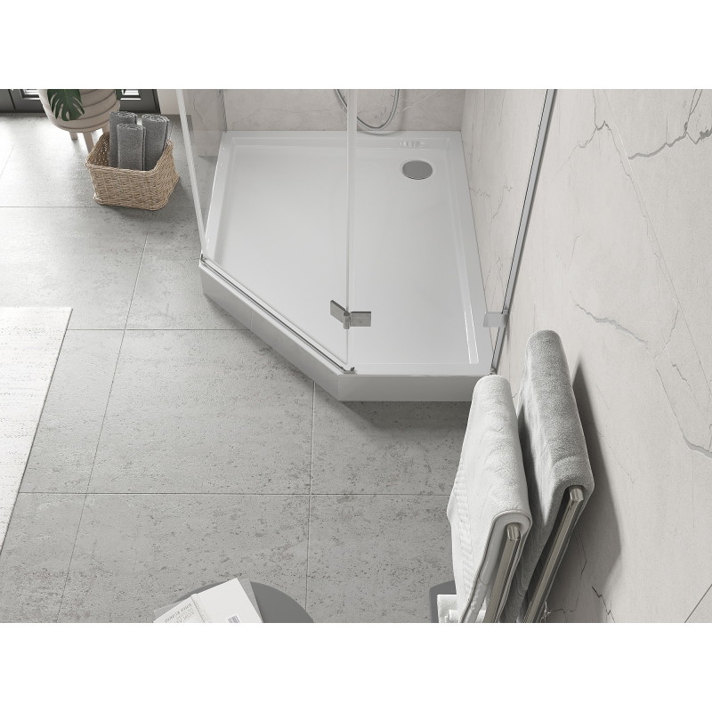 Mexen Flow+ Fünfeck-Duschwanne links 100 x 80 cm, weiß glänzend - 46P108010LH