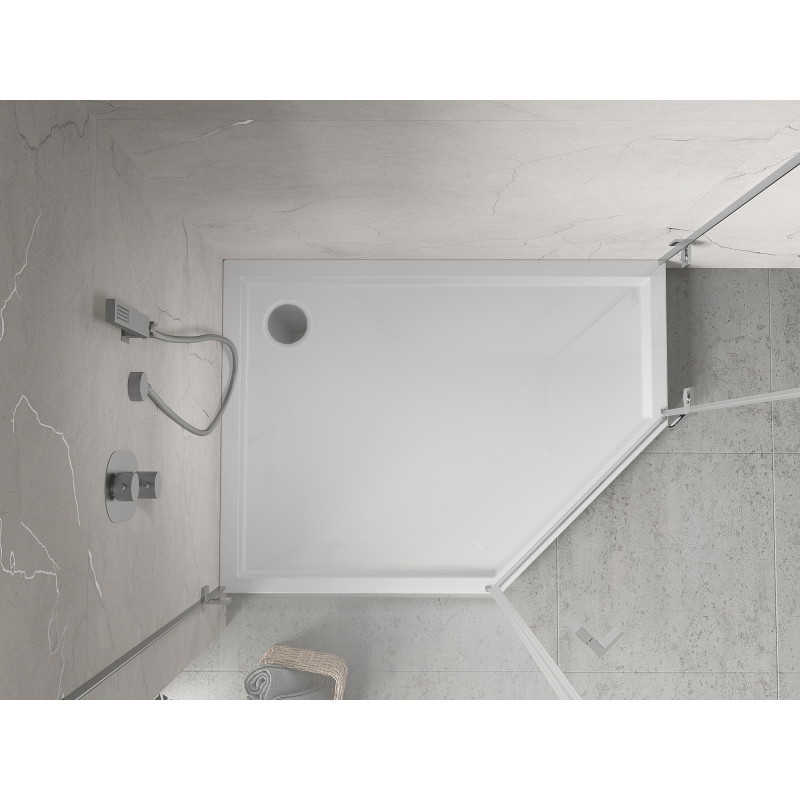 Mexen Flow+ Fünfeck-Duschwanne links 100 x 80 cm, weiß glänzend - 46P108010LH