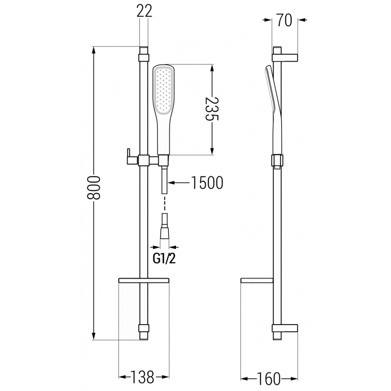Mexen DQ49 verstellbares Duschset, weiß - 785494581-25