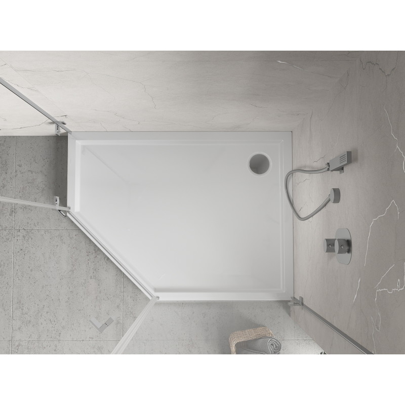 Mexen Flow+ Fünfeck-Duschbecken rechts 100 x 90 cm, weißer Glanz - 46P109010RH