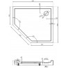 Mexen Flow+ Fünfeck-Duschwanne rechts 90 x 80 cm, Schwarz Matt - 46P708090RH