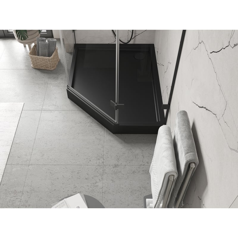 Mexen Flow+ Fünfeck-Duschwanne links 80 x 100 cm, schwarz matt - 46P708010LH