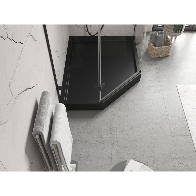 Mexen Flow+ Fünfeck-Duschwanne rechts 100 x 80 cm, schwarz matt - 46P708010RH
