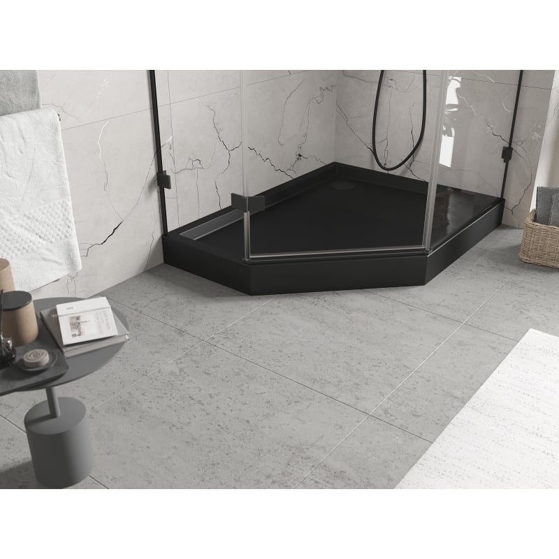 Mexen Flow+ Fünfeck-Duschwanne rechts 100 x 80 cm, schwarz matt - 46P708010RH
